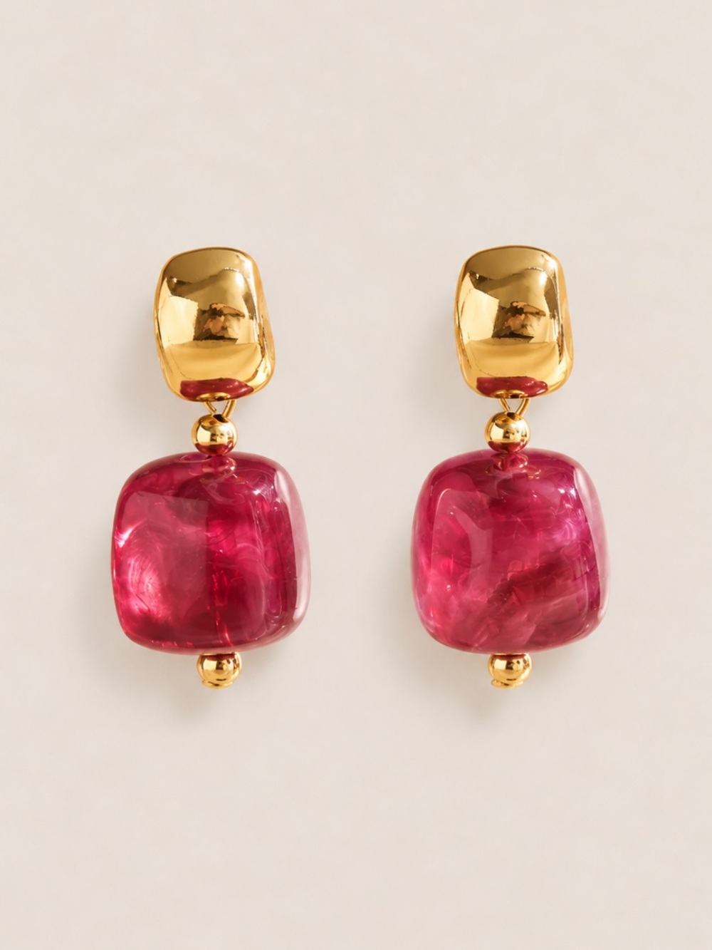 New! Magenta Pink Gold Drop Earrings NWOT